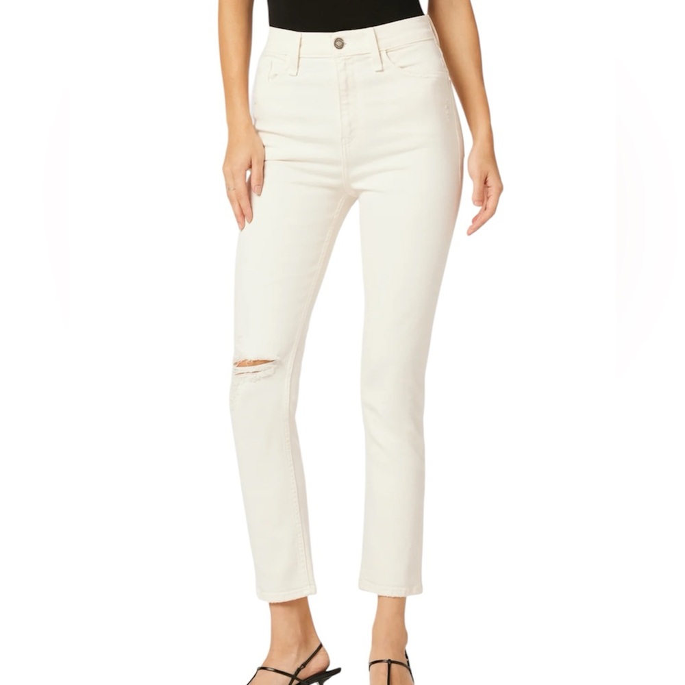 Hudson Harlow High-Rise Cigarette Ankle‎ Jeans Women’s SZ 26 White Distressed